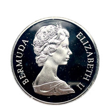 Bermuda 1972 Queen Elizabeth II  Silver Wedding One Dollar Silver Proof Coin BU.