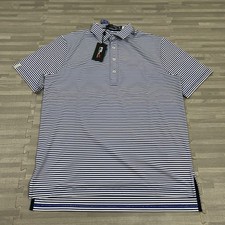 RLX Ralph Lauren Golf Performance Polo Shirt Mens Medium Striped Blue White 110