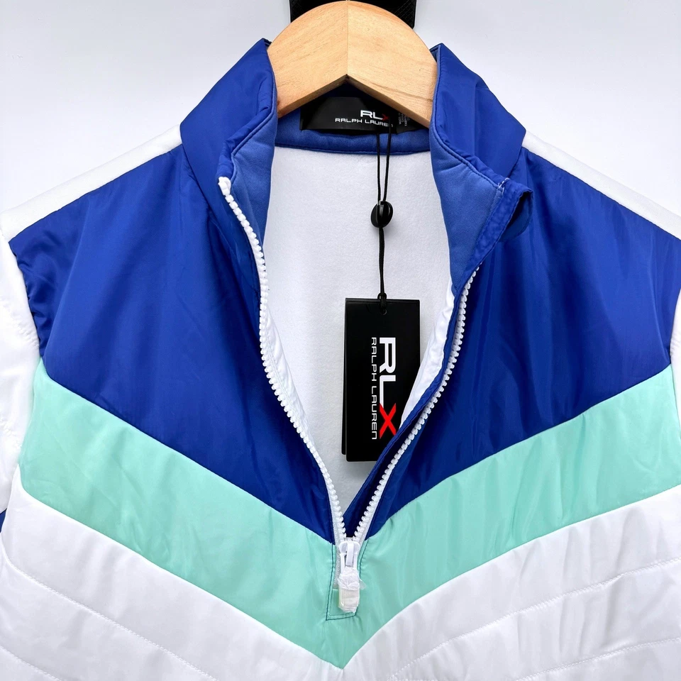 Chaqueta Pullover de Golf RLX Ralph Lauren Para Mujer Blanco Azul Cuarto Cremallera Nueva con Etiquetas Foto 4 de 4