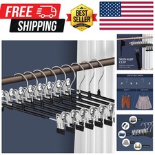 Pants Hangers with Clips for Women 20 Pack Adjustable Heavy Duty Space Saving...