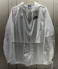 Nike Women's Repel Woven White Lightweight Running Jacket Windbreaker Hooded L