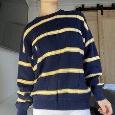Vintage Oversized Striped Navy Blue Knitted Sweater