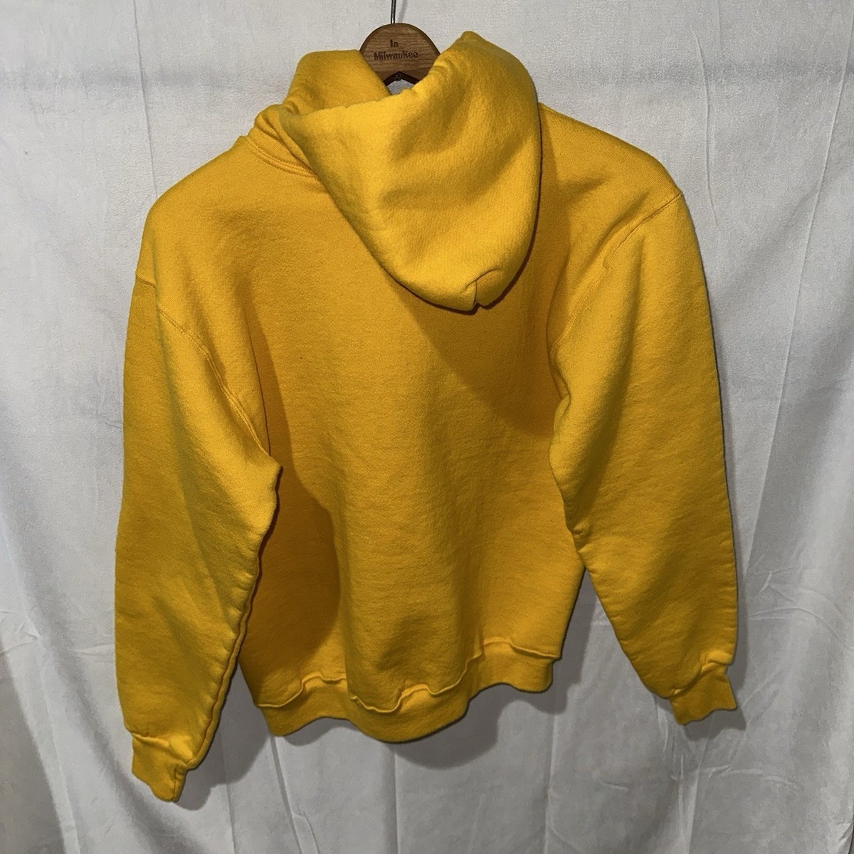 Vintage 90s Russell Athletic Yellow Hoodie Sweatshirt Blank Size M