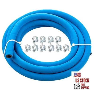 10FT Fuel Line Hose 6AN 3/8" High Pressure Hose 700PSI 6AN 10FT With 10 Clamp - Picture 1 of 13