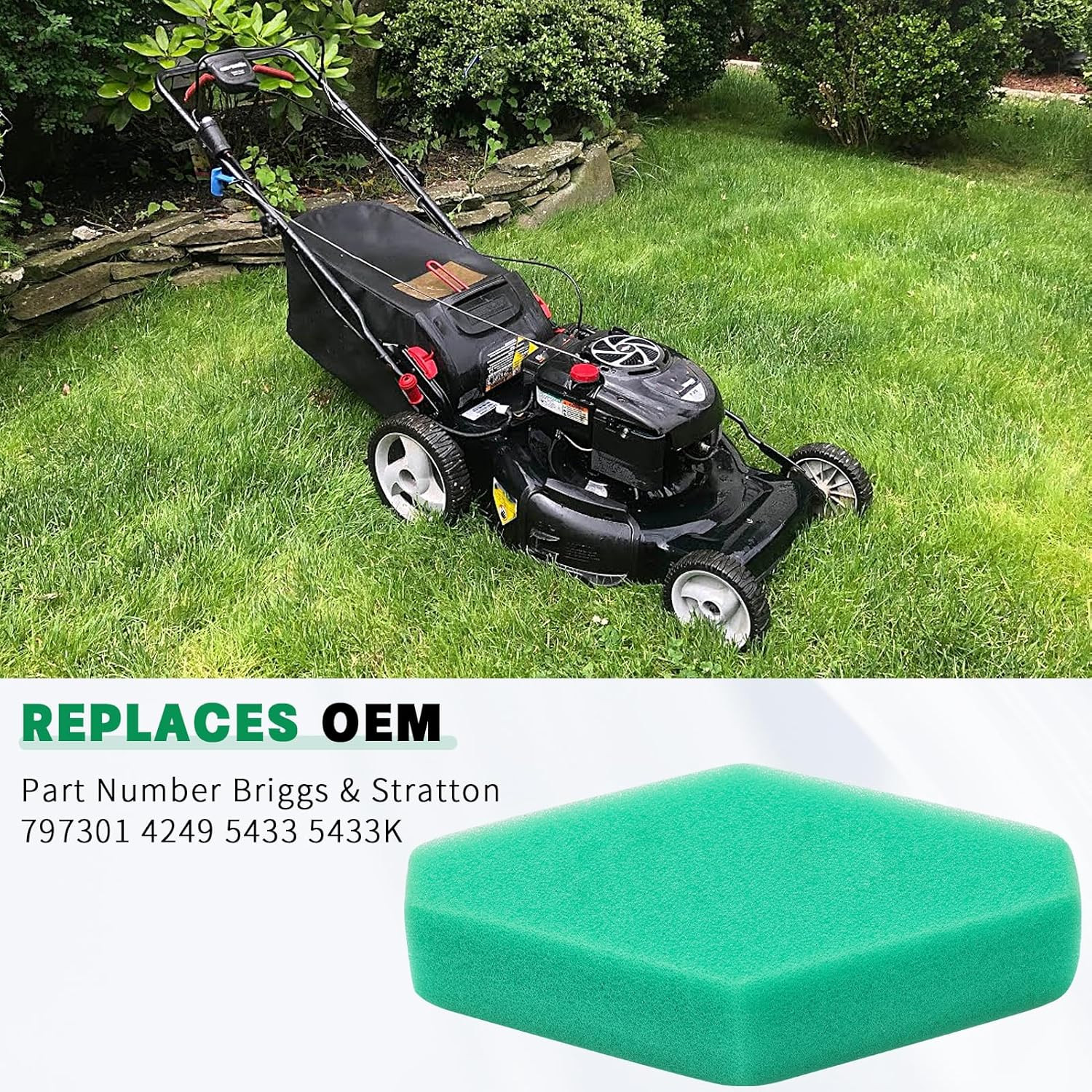 5 Pack 797301 5433K Air filter Cleaner for Briggs & Stratton 675-875 4249 543...