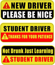 Large Student Driver Magnet for Car, 3 PCS New Driver Magnet Sticker Sign for...