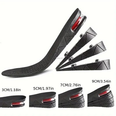 1pair Height Increase Insole With Air Cushion Adjustable 9cm/3.54inch Max Height