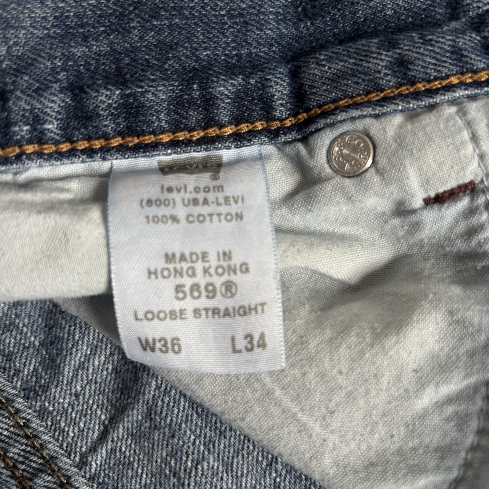 Levi's Men's 569 Loose Straight W 36 L 34 100% Cotton Denim Jeans thumbnail 5