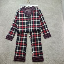 Vera Bradley Womens Pajama Set Plaid Button Down Pants Size S Red Black White