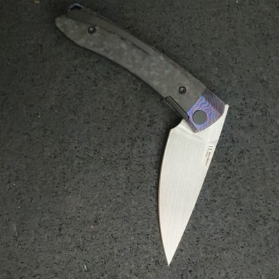 Kizer Mini MoMo Drop Point Folding Knife M390 Blade Titanium&Carbon Handle