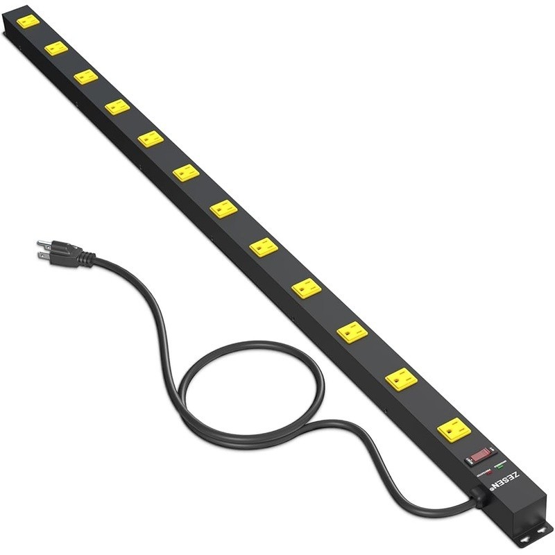 12 Outlet Power Strip Surge Protector Mountable 6ft Extension Cord Heavy Duty US