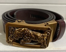 Mens Belt Buckles Holeless Leather Automatic Ratchet Removable Click Slide