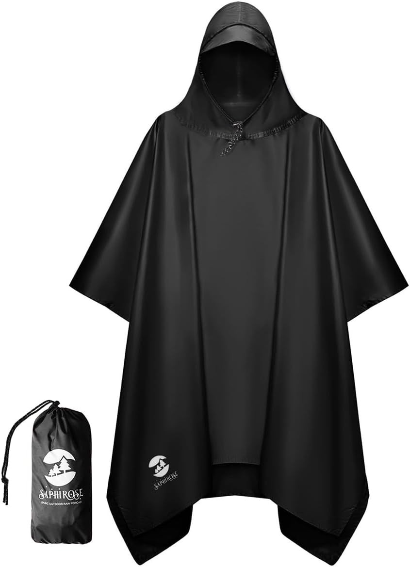 Hooded Waterproof Rain Poncho Jacket for Men and Women