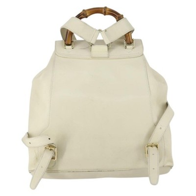 GUCCI White Leather Bamboo Backpack Bamboo leather backpack Gucci White in Leather - 19119116 main image 4