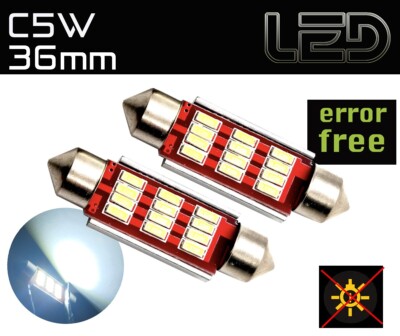 2 C5W LED 36mm Shuttle Bulbs Error Resistant White Lighting