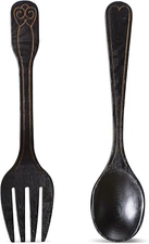 Yulejo Large Fork and Spoon Wall Decor Rustic Kitchen Decor 2 Pieces Wooden Mode