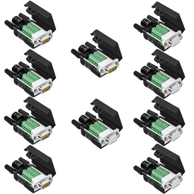 Jienk 10Pcs DB9 Male Female Solderless RS232 D-SUB Serial Adapters16mm Thinne...