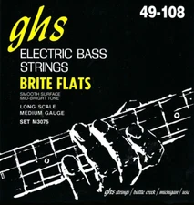 Brite Flats Bass Guitar Strings (GHS 3075 M), Medium, 49-108