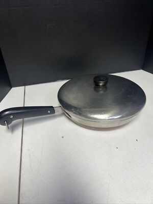 Vintage 1801 Revere Ware 10 Inch Skillet Frying Pan Copper Bottom Riverside CA