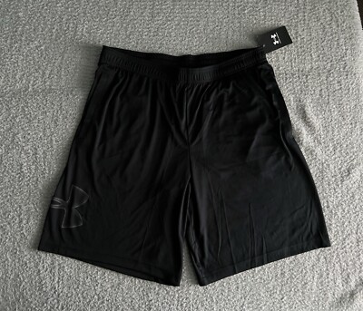 Under Armour Shorts Mens Sz XL Black Loose Fit Big Logo
