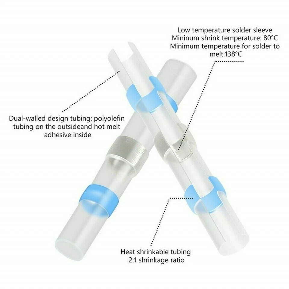 500pcs Waterproof Solder Seal Sleeve Terminals Heat Shrink Butt Wire Connectors - Image 4 of 4