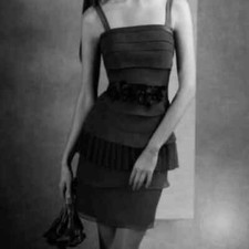 VERA WANG BLACK RUFFLE MIX MEDIUM MINI DRESS