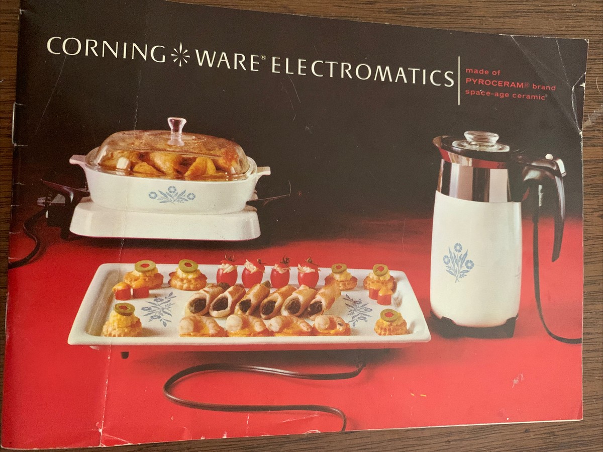 Poêle électromagnétique Corning Ware bleu bleuet vintage modèle P-12-ES