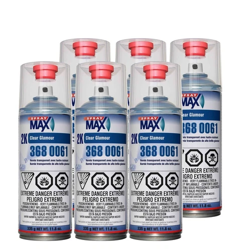 6 Cans Spraymax 2K Clear Coat Aerosol Spray Cans High Gloss Automotive
