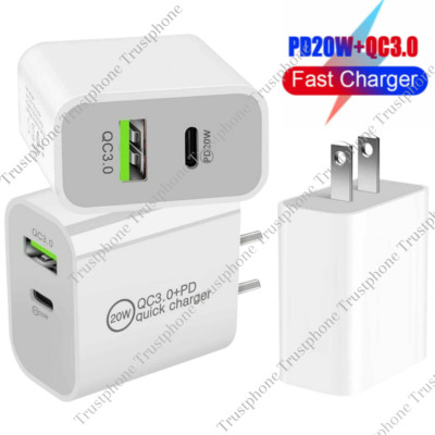20W PD QC Fast Charger USB C Power Adapter Block For iPhone 14 13 12 11 XR XS 8