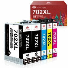 5 Pack 702XL T702XL Ink Cartridges For Epson Workforce Pro WF3720 WF3733 WF3730