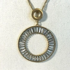 Circle of Life Halo Pendant Necklace 32” Gold Tone Eternity Love