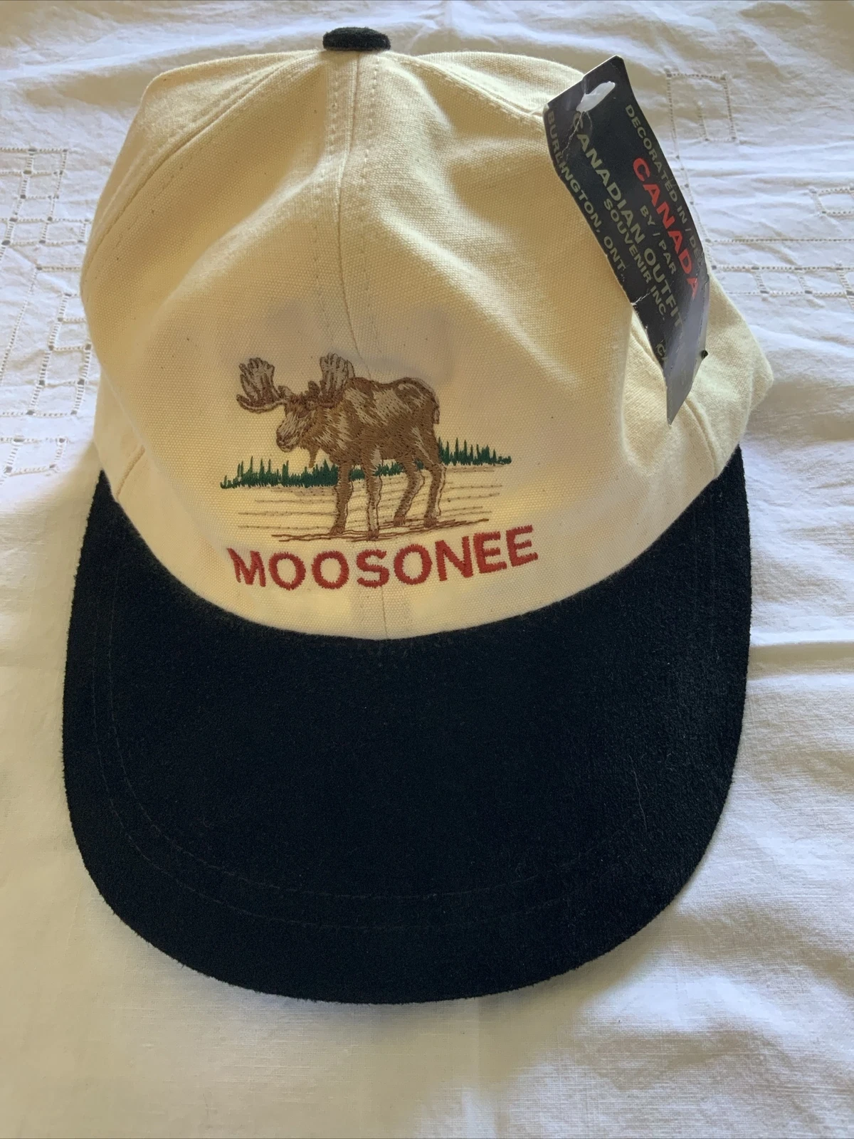 Moosonee Souvenir Unisex Cap Cream Black Embroidered One Size
