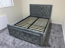 ATN Crush Velvet Beds with Ottoman Gas Lift Storage Bed Frame 3 4ft Double King
