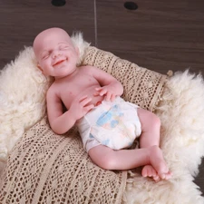 18.5"Reborn Newborn Girl Full Body Platinum Silicone Baby Dolls Eyes Closed Doll