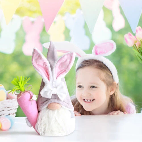 UK Easter Bunny Gnome Plush Doll Dwarf Decoration Spring Gnomes Stuffed Toy Gift - Picture 6 of 14