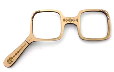 Vintage Pearlized Lucite Reading Lorgnette Auroraborealis Rhinestones Hong Kong