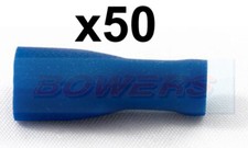 BLUE FEMALE FULLY INSULATED SPADE LUCAR CABLE CONNECTORS TERMINALS 6.4mm 50 PACK