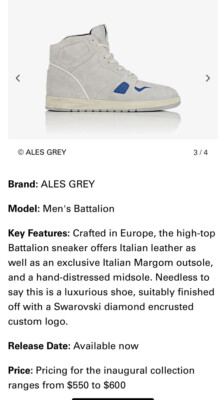 Ales Grey Swarovski Hightop Sneakers 41 US 8 | eBay display picture 2
