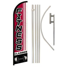 Fitness Classes Windless Banner Swooper Flag Pole Kit Gym