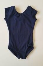Body Wrappers BWC120 Girl's Small 4-6 Fits 3-4 Navy Blue Short Sleeve Leotard