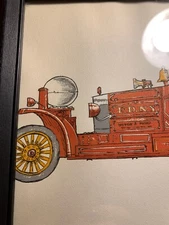 Lithograph Antique Fire Engine 1913 Ahrens Front Mounted~8x10