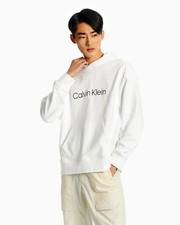 Calvin Klein Jeans Hero Logo Terry Hoodie, Brilliant White, XS