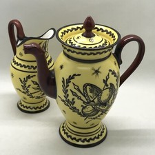 20th.c Sevres France Yellow w Brown Crest Decoration Creamer  Coffee Pot Repair