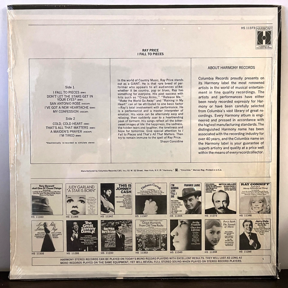 RAY PRICE - I Fall To Pieces (1969) - 12" Vinyl Record LP - SEALED - Image 2 of 2