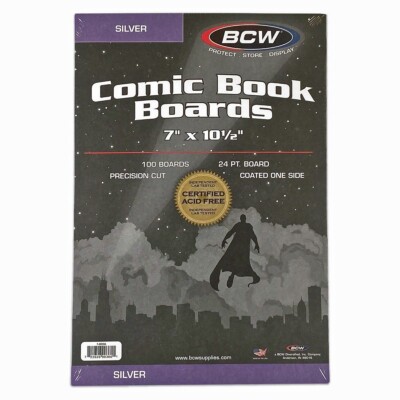 100 BCW Silver Age Comic Book White Backing Boards Storage Backer  7 x 10-1/2