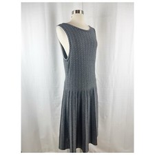Ann Taylor Women's Sweater Dress Size Large Black Geometric Sleeveless Pullover