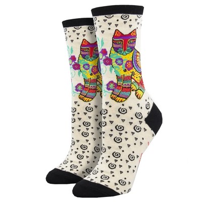 Women's Crew Socks Laurel Burch Maya Cat