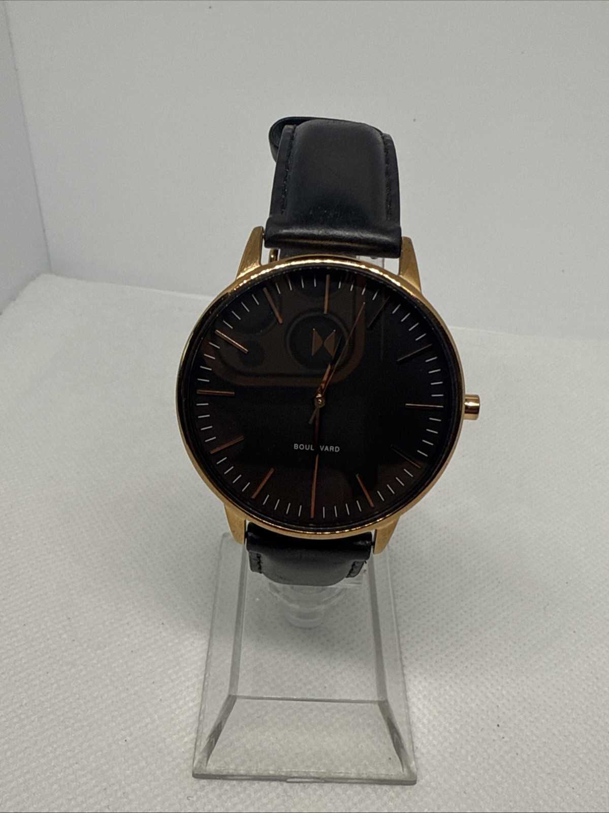 MVMT Boulevard Santa Monica Rose Gold Black Women's Watch with New Battery