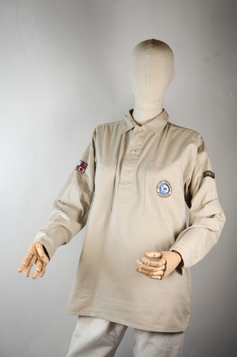 Napapijri, Napapijri Geographic Mens Beige 100% Cotton Shirt Size L Vintage 133A