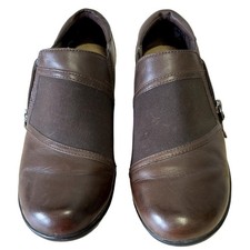 CLARKS Medora Gale Genuine Leather Brown Slip On Loafers W8